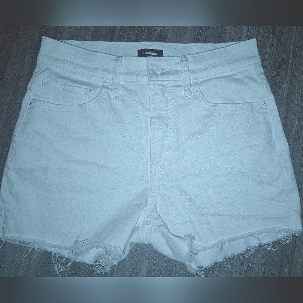 Express White Jean Shorts Distressed Cut-Off Size 4